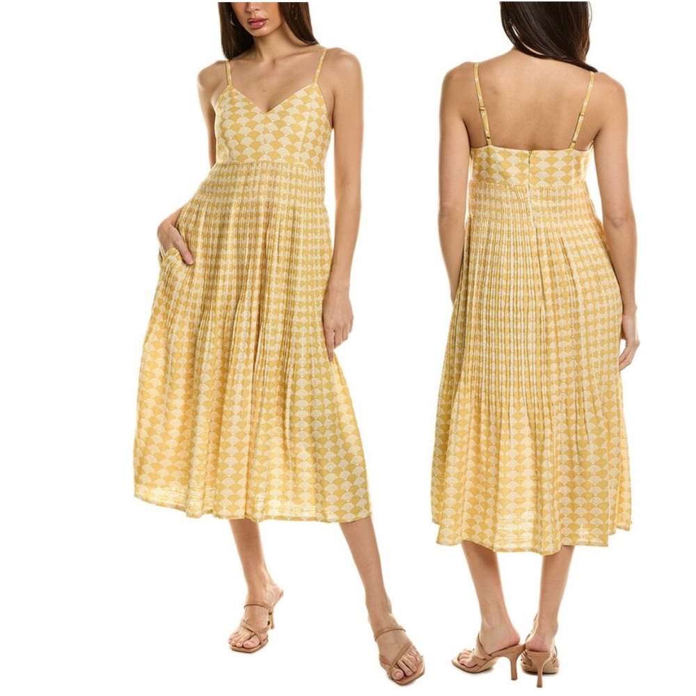 Elie Tahari The Jules Linen Blend Midi Dress Sz 10